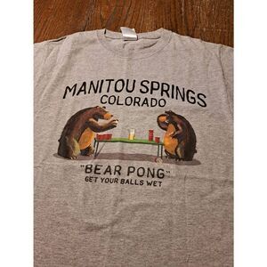 New Duck Co Small Manitou Springs Beer Pong Tee Funny Bear Shirt Colorado USA